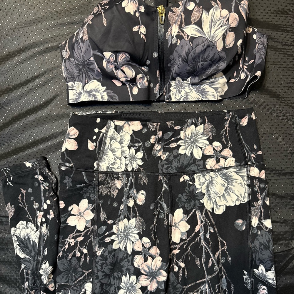 Victoria's Secret Black and Pink Floral Set